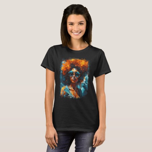 Zwarte Koningin Afro Melanin Dripping Juneteenth 3 T-shirt (Voorkant volledig)