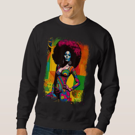 Zwarte koningin Afro Melanin Dripping Juneteenth 5 Trui (Voorkant)