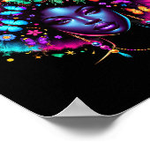 Zwarte koningin Afro Melanin Juneteenth Leopard Bu Poster (Hoek)