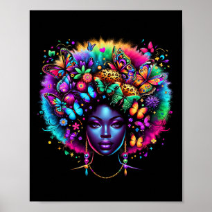 Zwarte koningin Afro Melanin Juneteenth Leopard Bu Poster