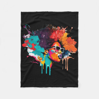 Zwarte Koningin Afro Melanine Dripping Art Lover A Fleece Deken