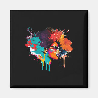 Zwarte Koningin Afro Melanine Dripping Art Lover A Magneet