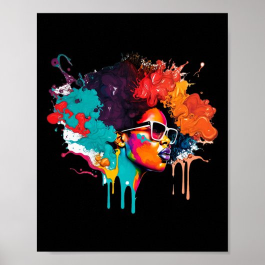 Zwarte Koningin Afro Melanine Dripping Art Lover A Poster (Voorkant)