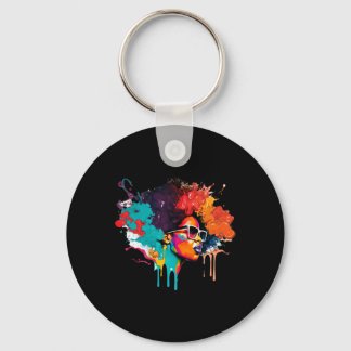 Zwarte Koningin Afro Melanine Dripping Art Lover A Sleutelhanger