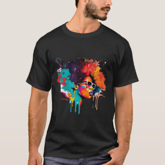 Zwarte Koningin Afro Melanine Dripping Art Lover A T-shirt