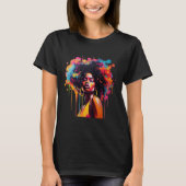 Zwarte Koningin Afro Melanine Dripping Juneteenth  T-shirt (Voorkant)