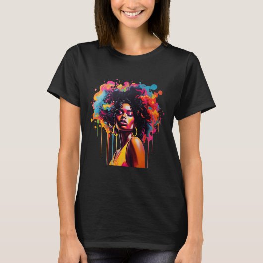 Zwarte Koningin Afro Melanine Dripping Juneteenth  T-shirt (Voorkant)