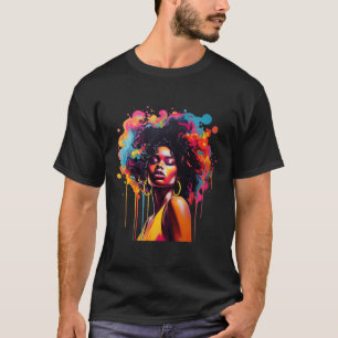 Zwarte Koningin Afro Melanine Dripping Juneteenth  T-shirt
