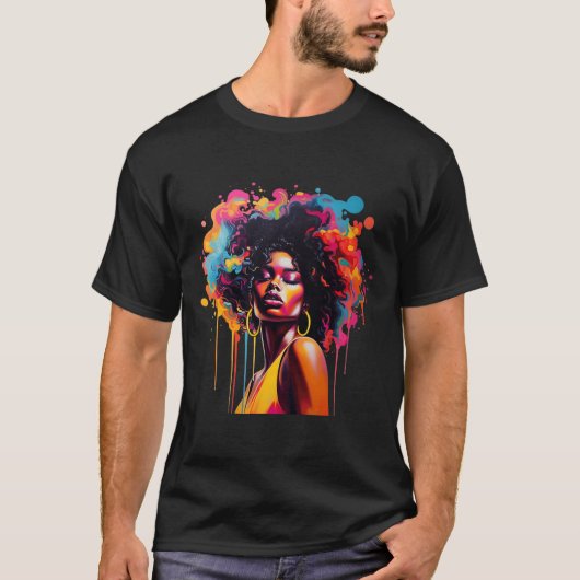 Zwarte Koningin Afro Melanine Dripping Juneteenth T-shirt (Voorkant)