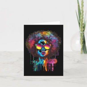 Zwarte Koningin Afro Melanine Verf Druppelende Jun Kaart
