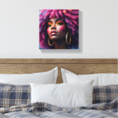 Zwarte koningin, afrocentrisch, zwartgelukkig, vro canvas afdruk (Insitu (Slaapkamer))