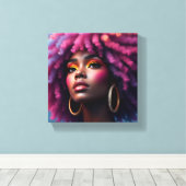 Zwarte koningin, afrocentrisch, zwartgelukkig, vro canvas afdruk (Insitu (Houten vloer))