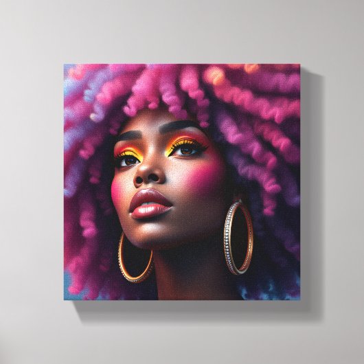 Zwarte koningin, afrocentrisch, zwartgelukkig, vro canvas afdruk (Voorkant)