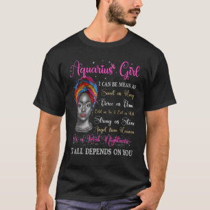 Zwarte koningin Aquarius Gir Zodiac Birthday Afro  T-shirt
