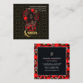 Zwarte Koningin Beauty Mode Vierkante Visitekaartje