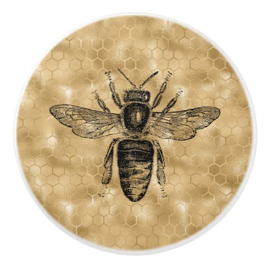  zwarte koningin bij Honeycomb Ceramic Knob. Keramische Knop (Voorkant)