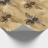 Zwarte koningin bijen op goud cadeaupapier (Hoek)
