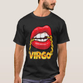 Zwarte koningin Birthday Gift Red Lips Chain Virgo T-shirt (Voorkant)