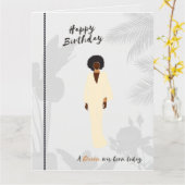 Zwarte koningin | Birthday Wenskaart Kaart (Gele Bloem)