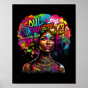 Zwarte Koningin Druppelende Afro Melanine Zwarte G Poster