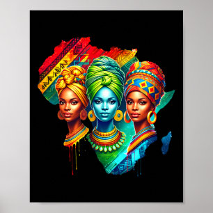 Zwarte Koningin Erfgoed Kunst Afrikaanse Kaart Zwa Poster
