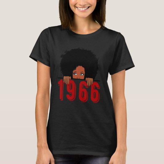 zwarte koningin geboren in 1966 54ste jaar oud Gew T-shirt (Voorkant)