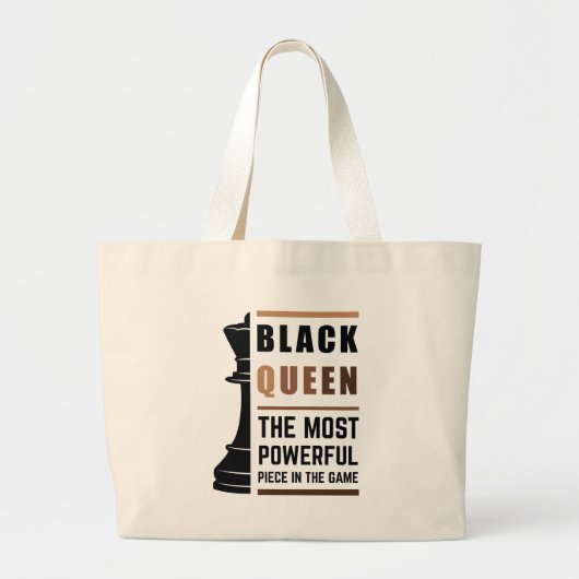 Zwarte koningin het krachtigste stuk gamen 2 grote tote bag (Voorkant)