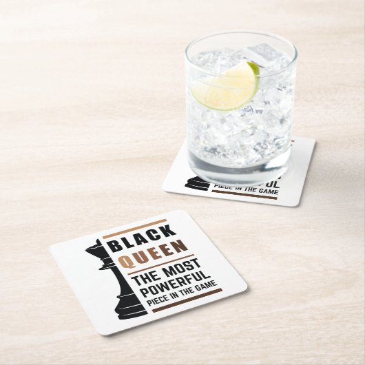 Zwarte koningin het krachtigste stuk gamen 2 kartonnen onderzetters (Insitu)