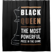 Zwarte koningin het krachtigste stuk in het spel 1 douchegordijn (Voorkant)
