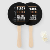 Zwarte koningin het krachtigste stuk in het spel 1 handwaaier (Voorkant en achterkant)