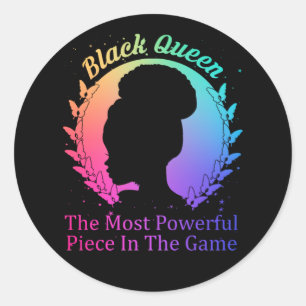 Zwarte koningin het krachtigste stuk in het spel ronde sticker