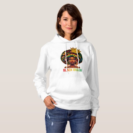 Zwarte koningin hoodie (Voorkant volledig)