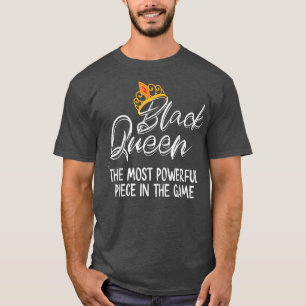 Zwarte koningin krachtige schaakgeschiedenis, ster t-shirt
