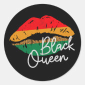 Zwarte Koningin Kus Lips met leopard Spot Juneteen Ronde Sticker (Voorkant)