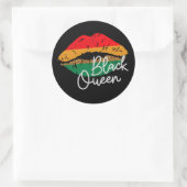 Zwarte Koningin Kus Lips met leopard Spot Juneteen Ronde Sticker (Tas)