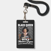 Zwarte Koningin Masterdiploma Afgestudeerd Opleidi Badge (Voorzijde met lanyard)