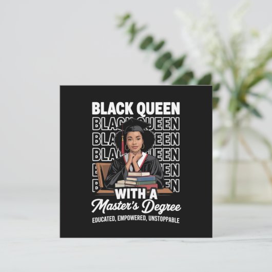 Zwarte Koningin Masterdiploma Afgestudeerd Opleidi Kaart (Staand voorkant)