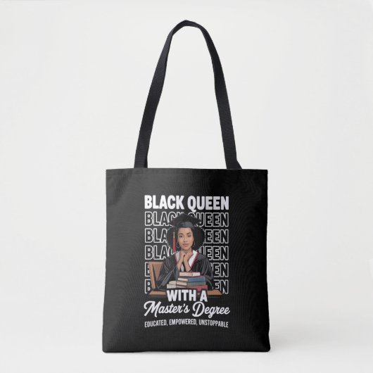 Zwarte Koningin Masterdiploma Afgestudeerd Opleidi Tote Bag (Voorkant)