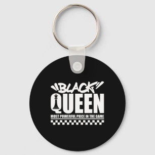 Zwarte Koningin Meest Machtige Schaken Afro-Amerik Sleutelhanger