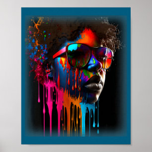 Zwarte koningin melanine druipende kunst zwarte vr poster
