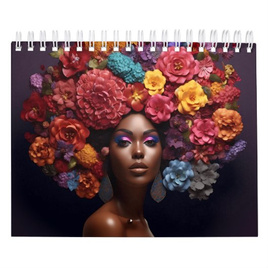 Zwarte koningin melanine sista bloem krullend afro kalender (Hoes)