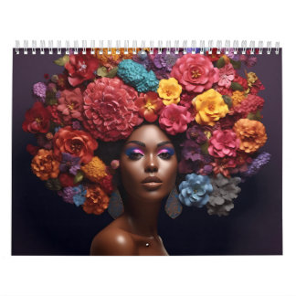 Zwarte koningin melanine sista bloem krullend afro kalender