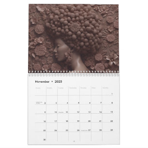 Zwarte koningin melanine sista bloem krullend afro kalender