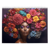Zwarte koningin melanine sista bloem krullend afro kalender (Hoes)
