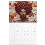 Zwarte koningin melanine sista bloem krullend afro kalender (Jan 2026)