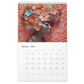 Zwarte koningin melanine sista bloem krullend afro kalender (Feb 2026)