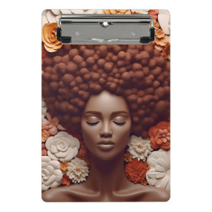 Zwarte koningin melanine sista bloem krullend afro mini klembord