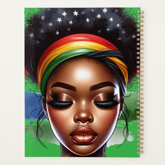 Zwarte koningin melanine sista magische bruine hui planner (Achterkant)