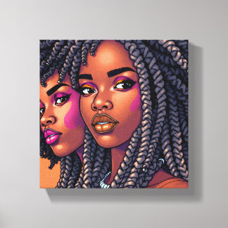 Zwarte Koningin Melanine Vrouwen Sista Oranje Koni Canvas Afdruk