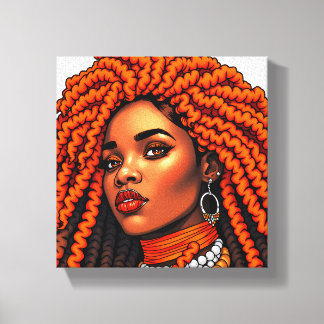 Zwarte Koningin Melanine Vrouwen Sista Oranje Koni Canvas Afdruk